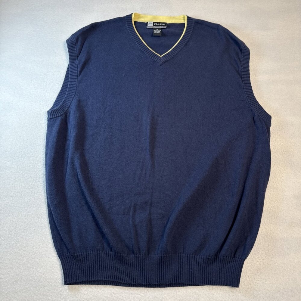 Jos. A. Bank Leadbetter Golf Sweater Vest Mens XL Navy Blue Pima Cotton V-Neck